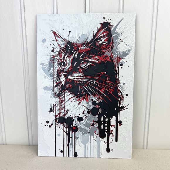 Cat Wall Art, Modern Abstract Drip Painting Style Wall Art, Cat Lover - Picture 1 of 10